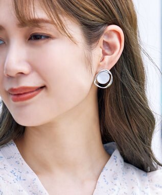 Tiaclasse スフィアーアクリル＋サークルピアス シルバー×ホワイト