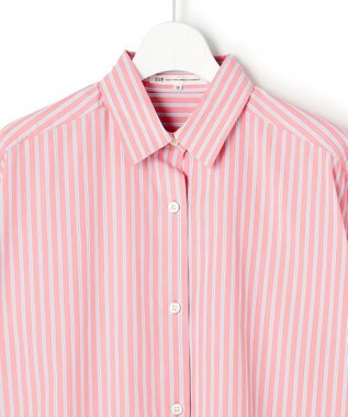 23区 【先行予約】CANCLINI レギュラーカラー ストライプ クロップドシャツ ピンク×サックスストライプ