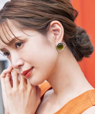 Tiaclasse スフィアーアクリル＋サークルピアス シルバー×グリーン