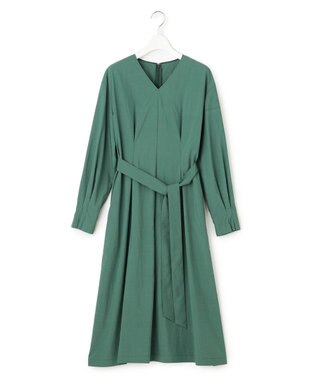 23区 【洗える】ヴィンテージライトタフタ タック ワンピース ダークグリーン系