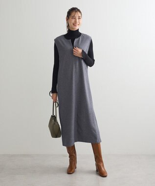 Green Parks 柄圧縮ポンチキーネックジャンスカ Black