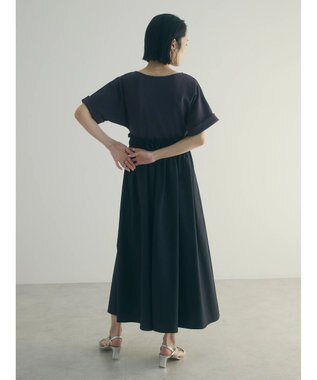 Green Parks armonia.異素材切替ドルマンワンピース Charcoal Gray