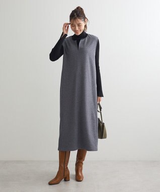 Green Parks 柄圧縮ポンチキーネックジャンスカ Black