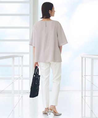 自由区 【XSサイズ～/洗える/セット可】ダブルクロス ブラウス ライトグレー系