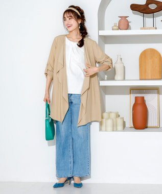 Tiaclasse L 【洗える】軽さが魅力のドレープコート ベージュ