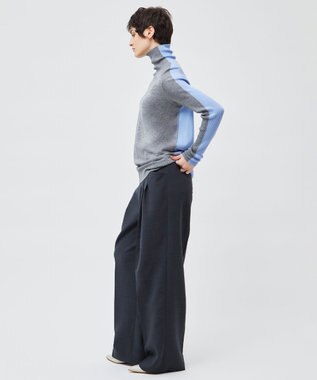 BEIGE， 【洗える】LA MONNAIE / タートルネックニット Md Gray × Sax