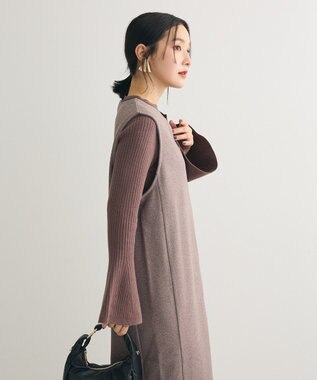 Green Parks 柄圧縮ポンチキーネックジャンスカ Brown