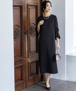 ANY SIS 【洗える】ベルスリーブナロー ドレス ブラック