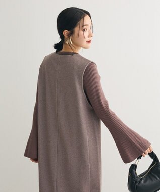 Green Parks 柄圧縮ポンチキーネックジャンスカ Brown