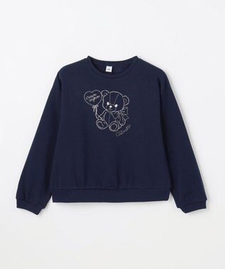 ANY KIDS アニマル刺繍 裏シャギー トレーナー ネイビー×クマ