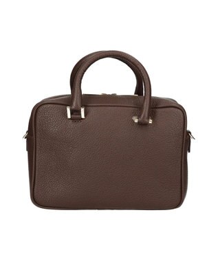 INTER-CHAUSSURES 【CHRISTIAN VILLA】ボックスシルエットレザーハンドバッグ ダークブラウン