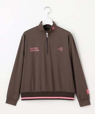 PW CIRCULUS 【吸水速乾 / UV遮蔽率99.5% UVカット / ストレッチ】【WOMEN】ハーフジップロングスリーブモックネックT ゴルフウェア レディース ダークブラウン系