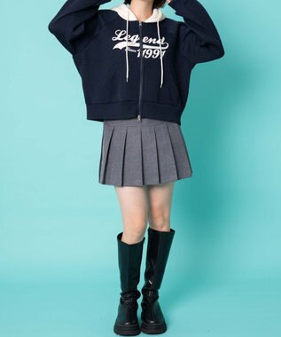 WEGO バイカラーニットジップパーカー ネイビー