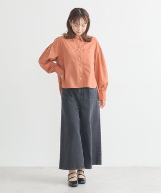 earth music&ecology オーバーフレアシャツ Pink Orange