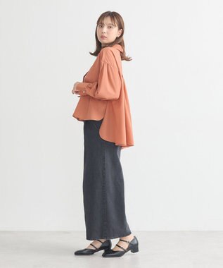 earth music&ecology オーバーフレアシャツ Pink Orange