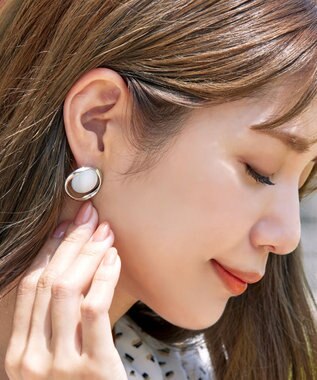 Tiaclasse スフィアーアクリル＋サークルピアス シルバー×ホワイト