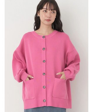 earth music&ecology クルーネックミドル丈カーディガン Pink