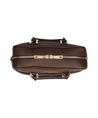 INTER-CHAUSSURES 【CHRISTIAN VILLA】ボックスシルエットレザーハンドバッグ ダークブラウン