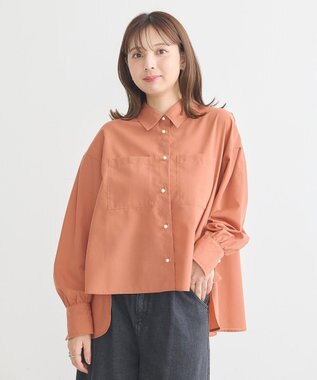 earth music&ecology オーバーフレアシャツ Pink Orange