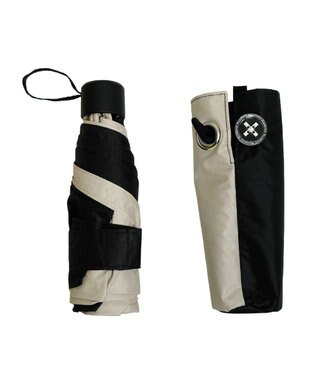 +RING UNISEX プラスリング 晴雨兼用 簡単開閉式折傘 BLK×BGE T1339 黒