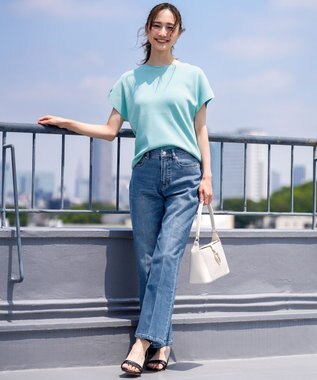 ANY SIS 【接触冷感・UVカット・洗える】ビューティクール フレンチ ニットＴ アクアブルー