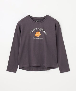 ANY KIDS アートモチーフ 長袖 Tシャツ チャコール×パン