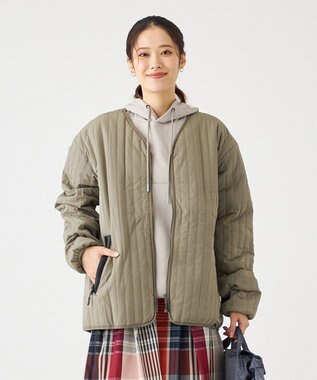 SHARE PARK LADIES 【UNISEX】キルティング蓄熱中綿 Ｖカーディガン（Mサイズ） カーキ