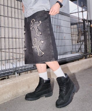 WEGO スーパーバギーフリンジデニムショーツ 柄4