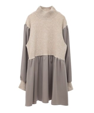 Green Parks ａ．布帛切り替えニットミニワンピース Beige