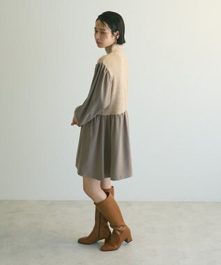 Green Parks ａ．布帛切り替えニットミニワンピース Beige