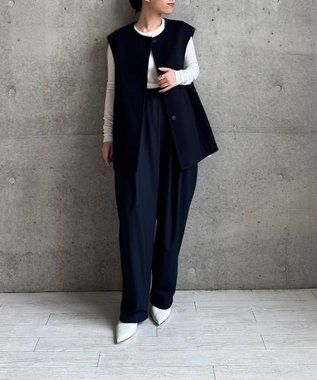 #Newans バックペプラムダブルフェイスジレ ネイビー