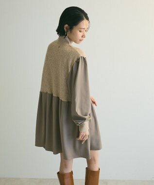 Green Parks ａ．布帛切り替えニットミニワンピース Beige