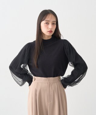 earth music&ecology レンチング(TM)エコヴェロ(TM)(マジョリカプリーツ) Black