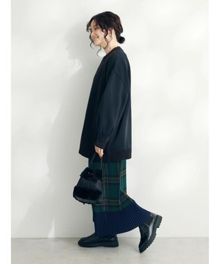 CRAFT STANDARD BOUTIQUE 片畔ニットドッキングチュニック Black