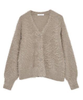 Green Parks シャギーＶネックカーディガン Gray Beige