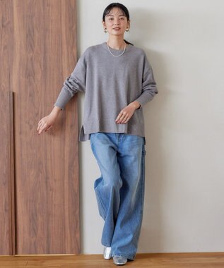 AMERICAN HOLIC バイパチサイドスリットニットプルオーバー Light Gray Mixture