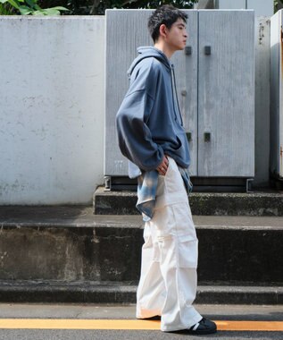 WEGO アシッドウォッシュバルーンパーカー ブルーその他