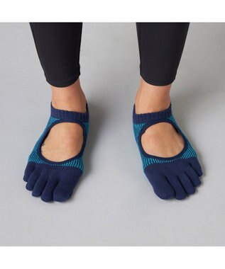 Chacott 140203 ラメストライプカバー　５本指ソックス インディゴブルー