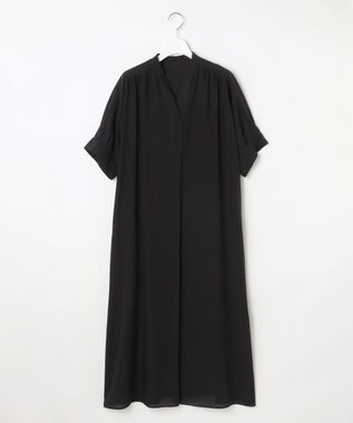 自由区 S 【接触冷感・UVケア・抗菌防臭・洗える】リヨセルポプリンシャツ ワンピース ブラック