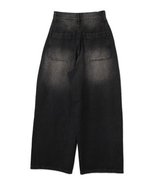 WEGO ヴィンテージウォッシュダブルニーバギーパンツ ブラック