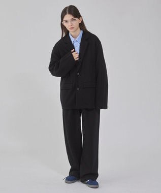 WEGO 【ユニセックス着用ITEM/MLサイズ展開】ボンディングスウェットテーラードジャケット ブラック