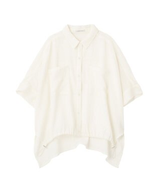 Green Parks 表面感裾ドロスト半袖シャツ Off White