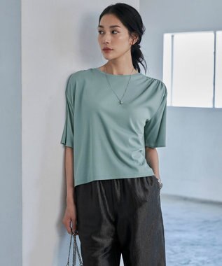 【接触冷感・UVケア・洗える】 ハイツイストスムース デザインカットソー