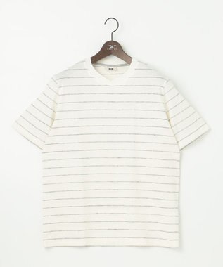 JOSEPH ABBOUD 【清涼感/吸水速乾】リネンハニカムボーダーＴシャツ ホワイト系2