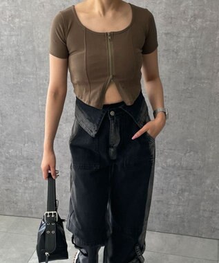 WEGO WジップカーブヘムT カーキ