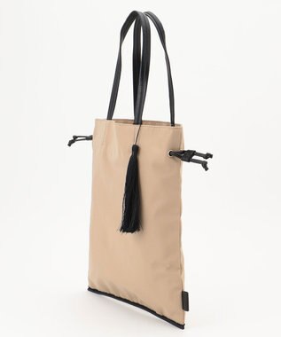 自由区 ナイロン巾着サブトート バッグ サンドベージュ