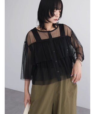 Green Parks ・ＳＵＧＡＲ　ＳＰＯＯＮ　チュールティアードブラウス
