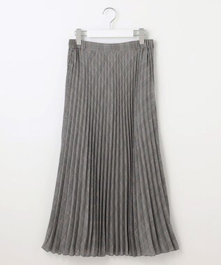 J.PRESS LADIES L 【洗える】テトロンレーヨンビエラ チェック プリーツ スカート ブラック×イエロー系