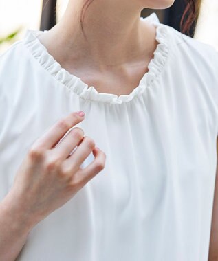 Tiaclasse 【洗える】体型カバーも叶うフリルカラーチュニックブラウス オフホワイト