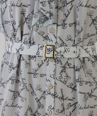 GRACE CONTINENTAL ボウタイプリーツプリントワンピース ブルー